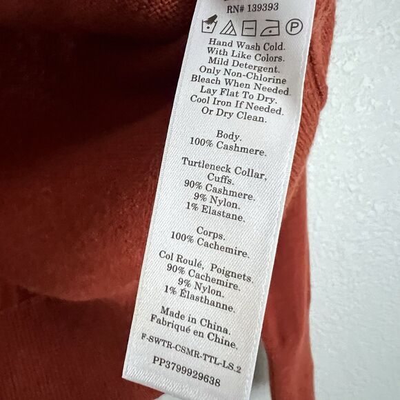 Everlane Women’s The Boxy Turtleneck in Cashmere Size XS Orange - Picture 9 of 9